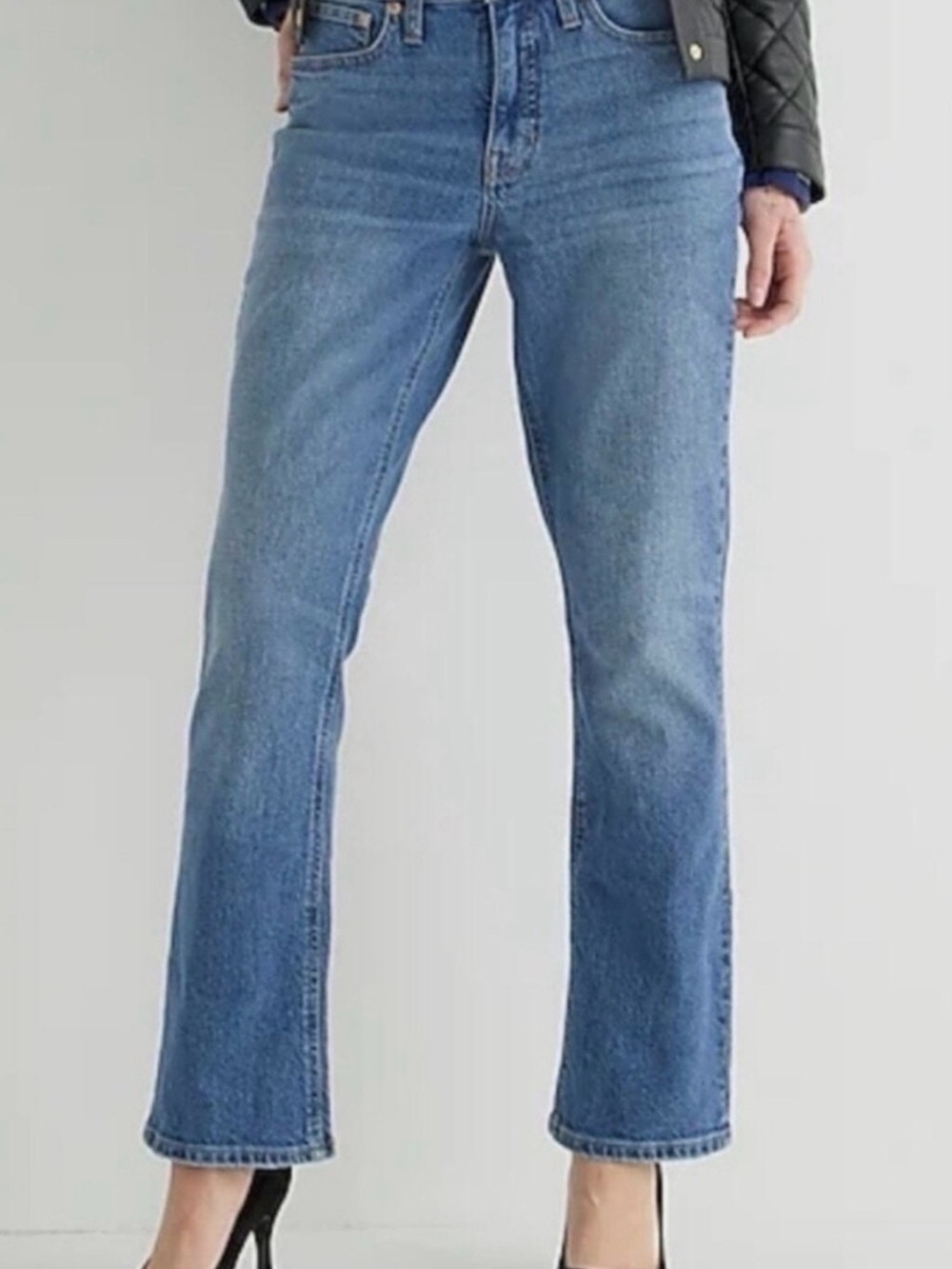 J. Crew Mid Blue Demi Cut Petite Flare Jeans